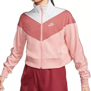 Nike Women's Pink and White Bomber Jacket